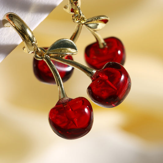 Cute Cherry Alloy Ear Danglers
