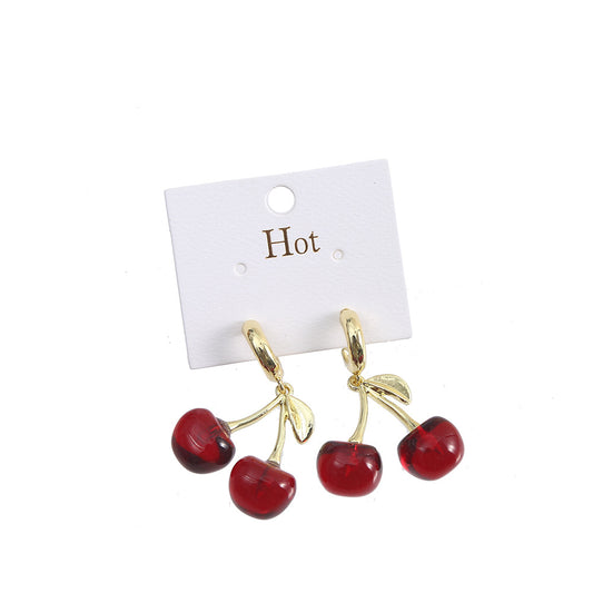 Cute Cherry Alloy Ear Danglers