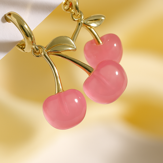 Cute Cherry Pink Alloy Ear Danglers