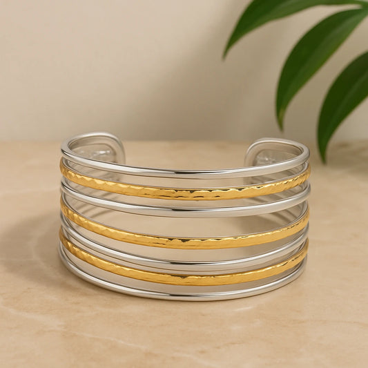 Dual Tone Cuff Bracelet
