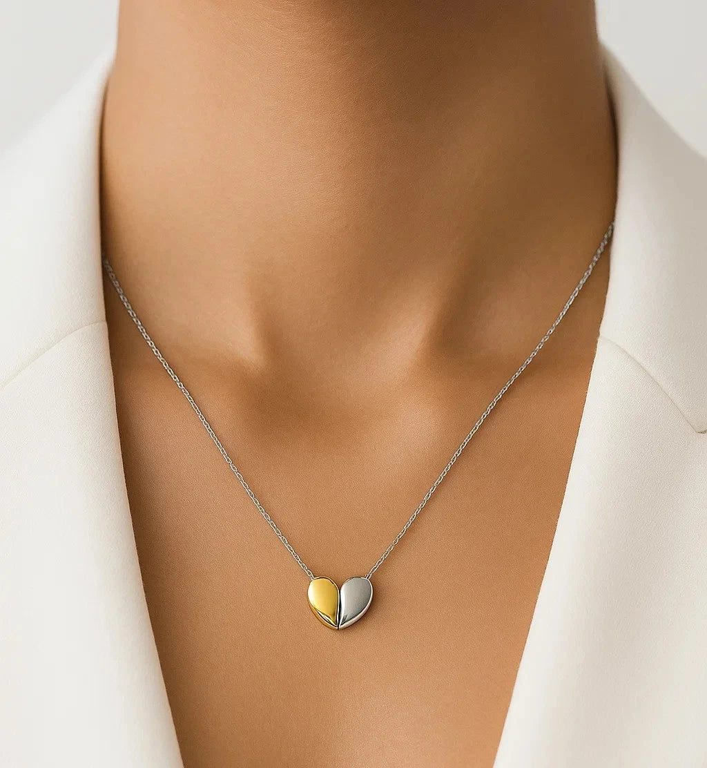 Dual Tone Heart Necklace