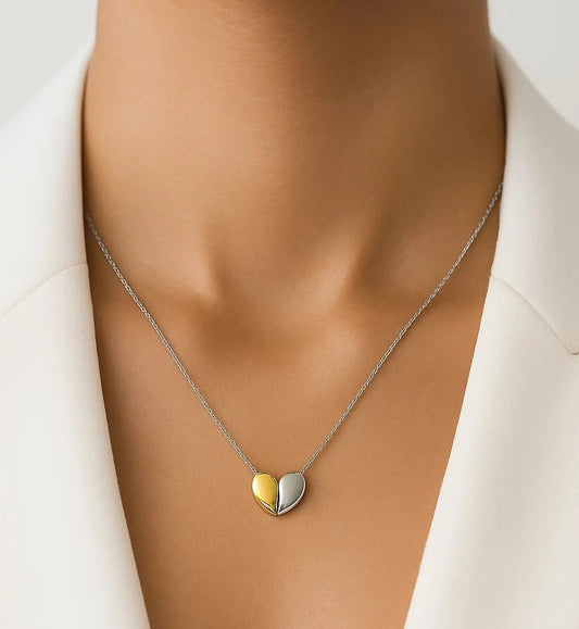 Dual Tone Heart Necklace