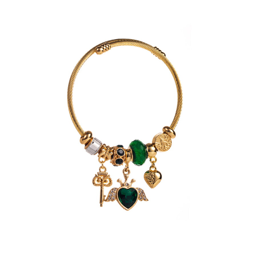 Enchanted Bloom Heart Rhinestone Adjustable Bangle