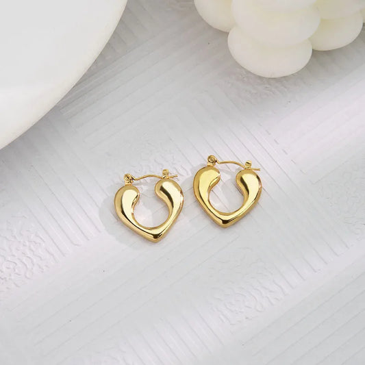 Golden Heart Ear Hoops