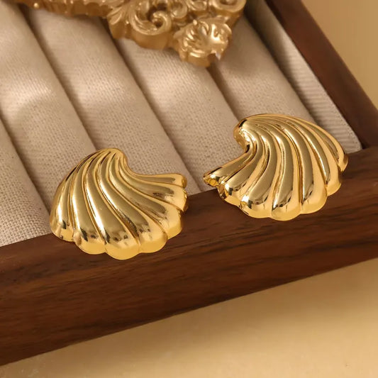 Golden Seashell Ear Studs