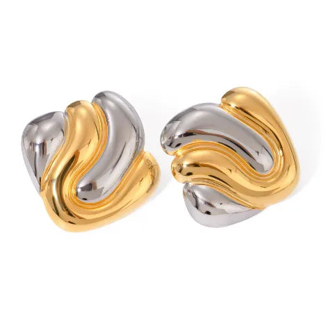 Golden Silver Wave Studs