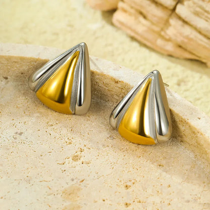 Golden Triangle Dual Tone Earrings