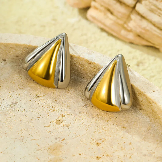 Golden Triangle Dual Tone Earrings
