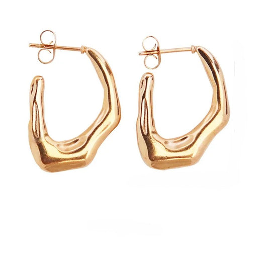 Golden Hand  Hoop Earrings