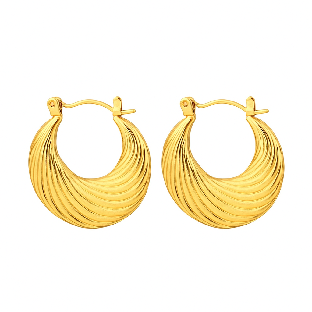 Golden Wave Hoop Earrings