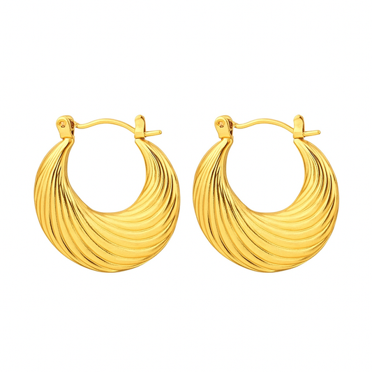 Golden Wave Hoop Earrings