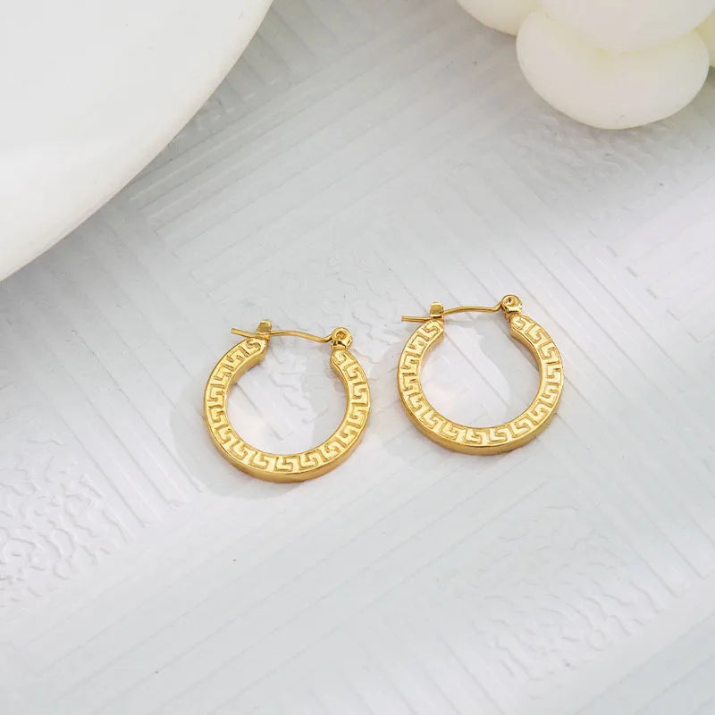 Greek Key Ear Hoops