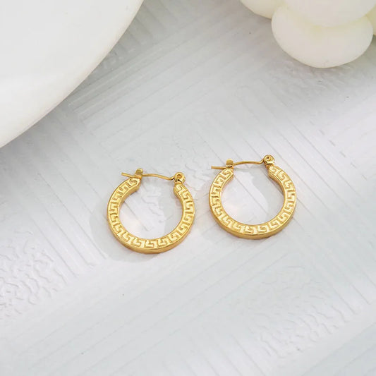 Greek Key Ear Hoops