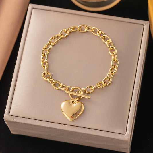 Heart Shape Regular Chain Bracelet