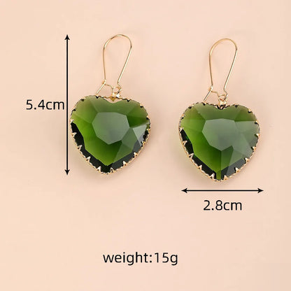 Heart Shape Artificial Crystal Alloy Drop Earrings