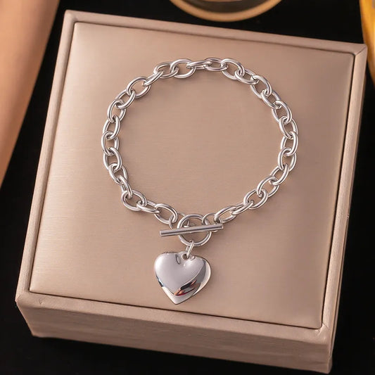 Heart Shape Regular Chain Bracelet