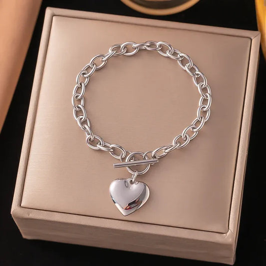 Heart Shape Regular Chain Bracelet