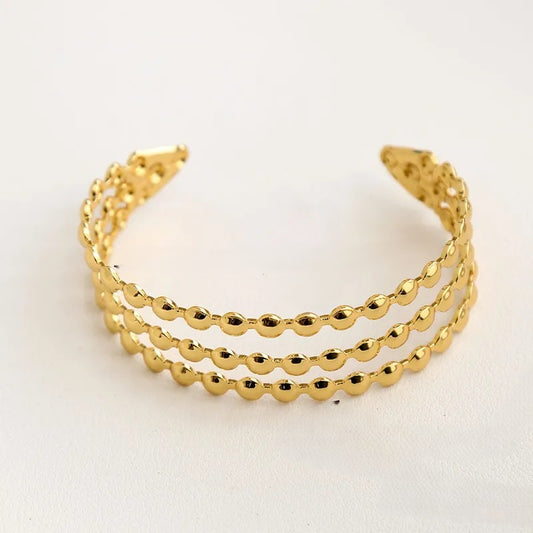 Layered Beaded  Adjustable Bangle