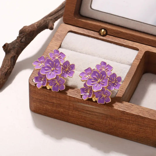 Midnight Bloom Lavender Ear Studs