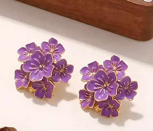 Midnight Bloom Lavender Ear Studs