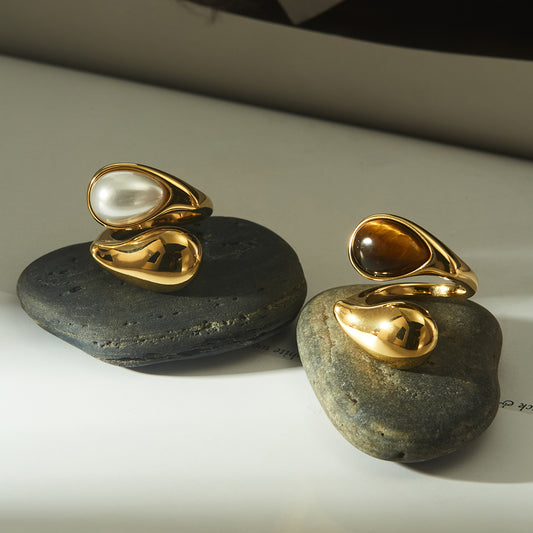 Pearl Tiger Eye Rings