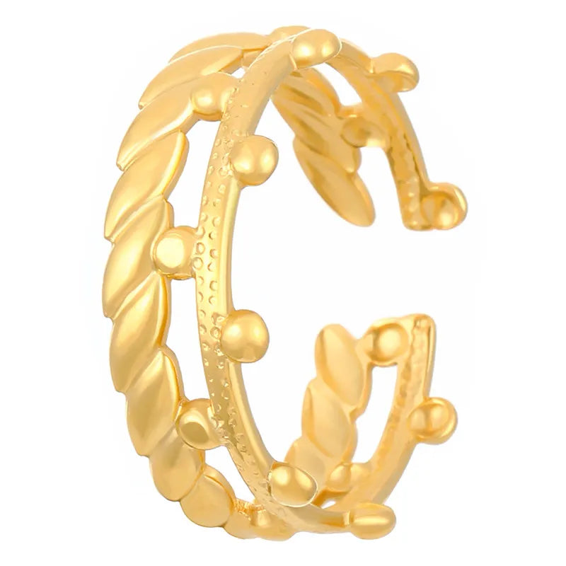 Regal Leaf Cuff Ring