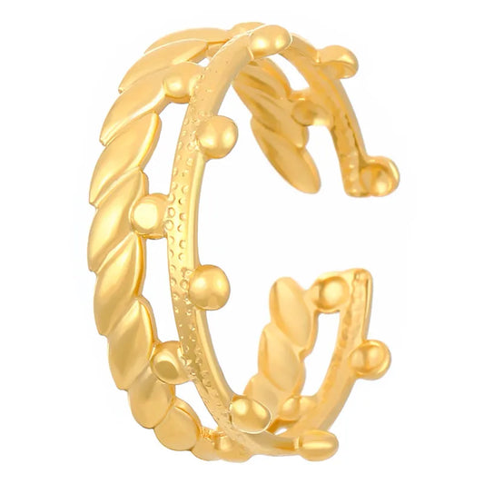 Regal Leaf Cuff Ring