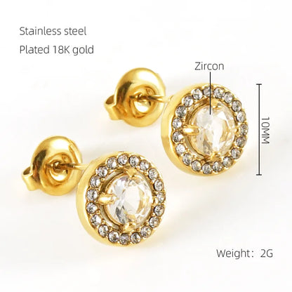 Round Rhinestone Ear Studs