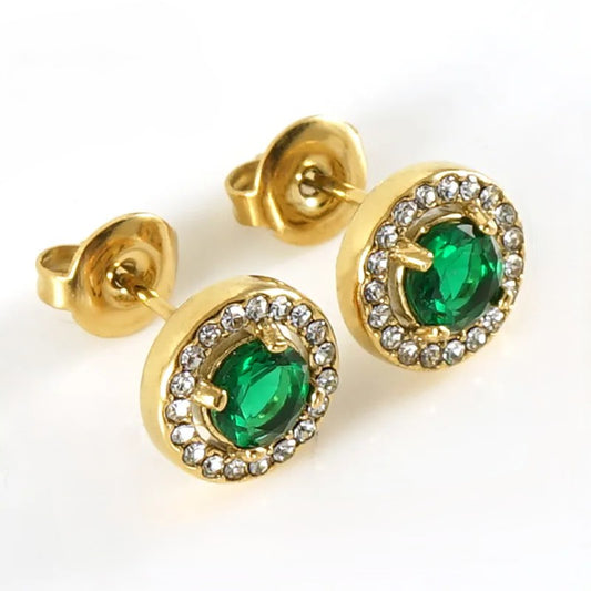 Round Rhinestone Ear Studs