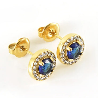 Round Rhinestone Ear Studs