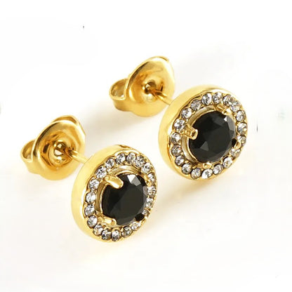 Round Rhinestone Ear Studs