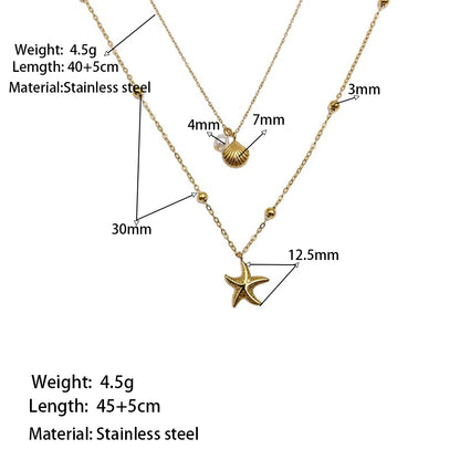 Starfish Shell Double Layer Necklace