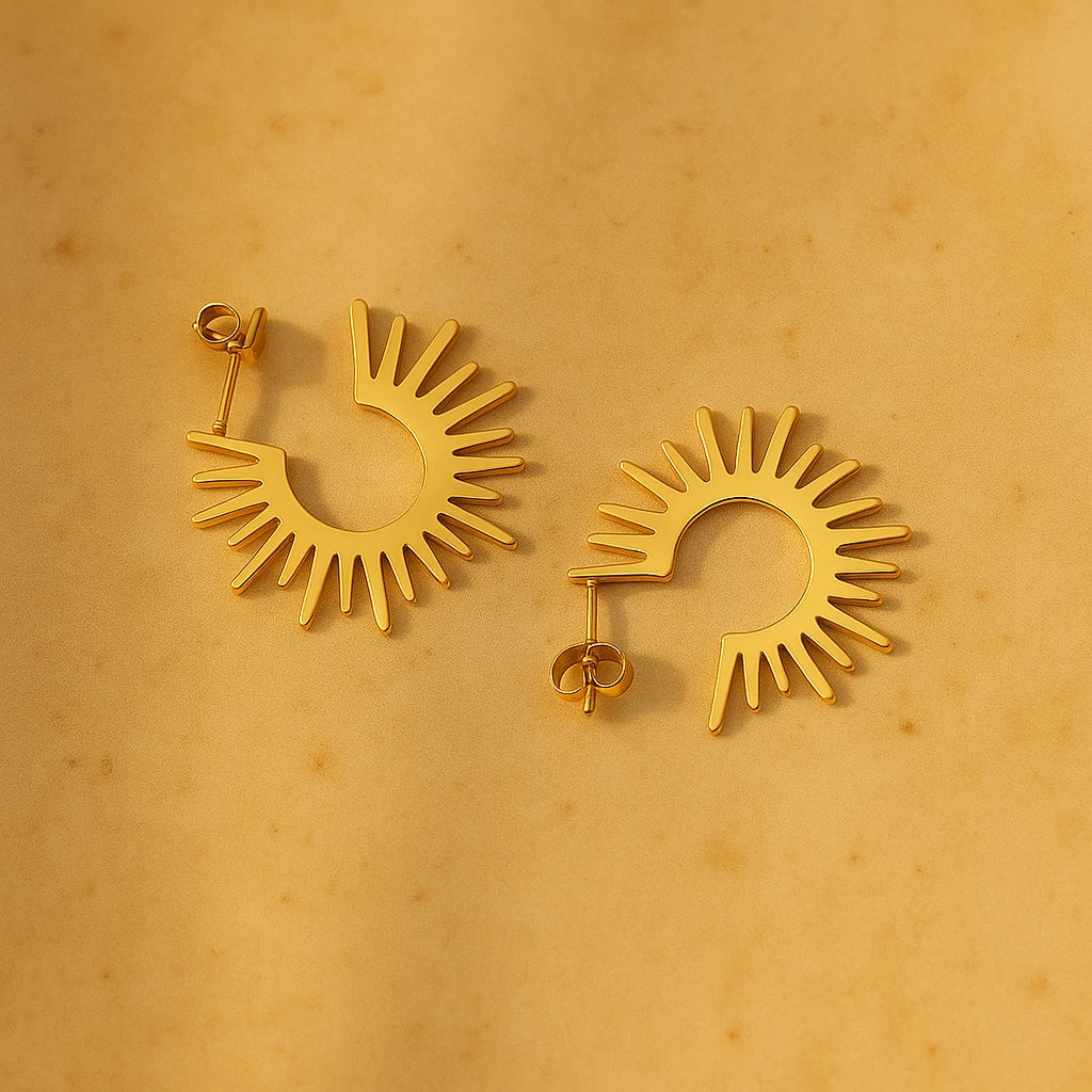 Sun Rays Necklace Earring Set