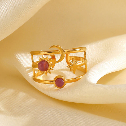 Sun Star Moon Adjustable Ring