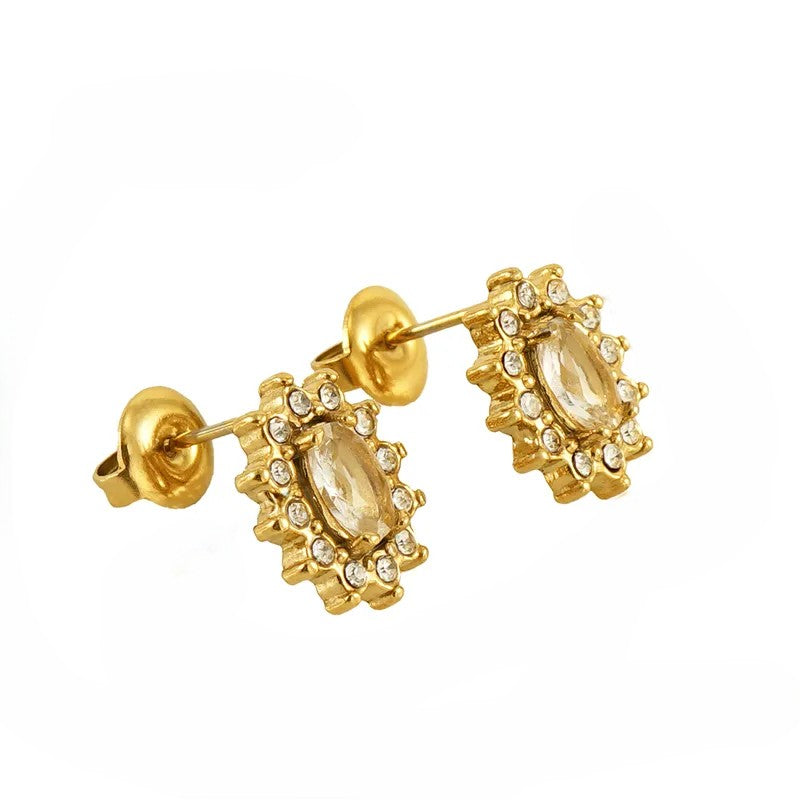Sunflower Oval Ear Studs