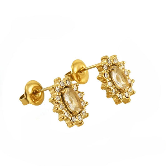 Sunflower Oval Ear Studs