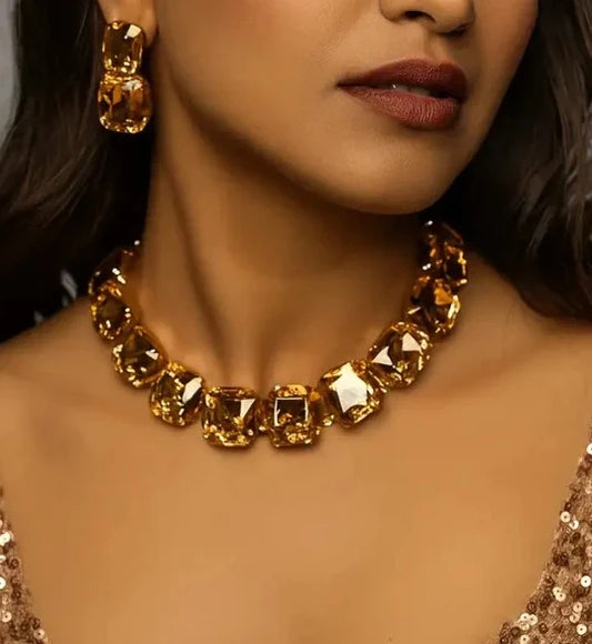 Sunlit Spark Statement Necklace Set