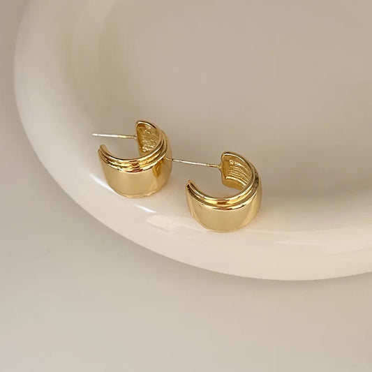 Thick Dome Huggie Earrings Gold