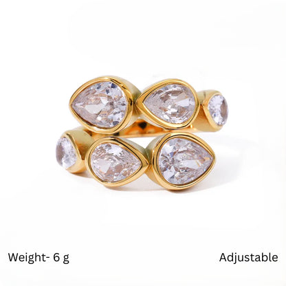 Twin Cascade Adjustable Ring