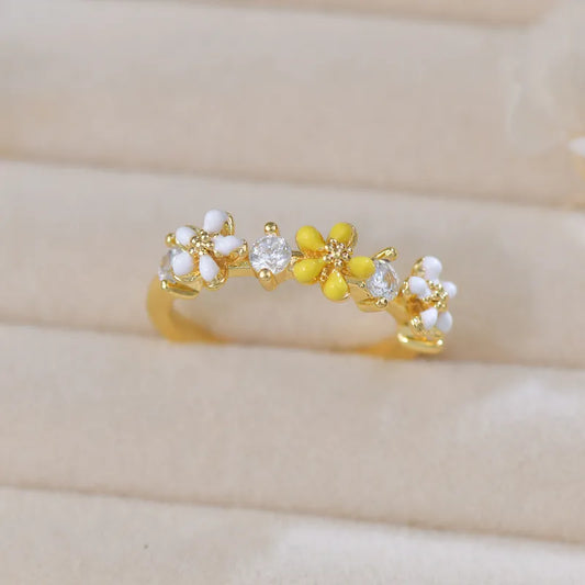 Yellow Flower French Style Adjustment Ring
