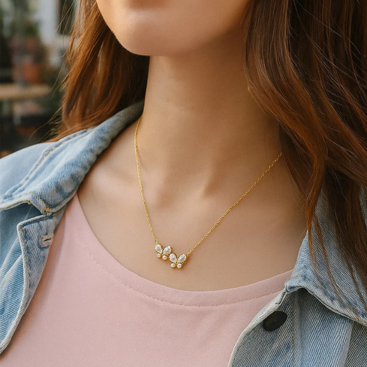 Shiny Butterfly Zircon Necklace