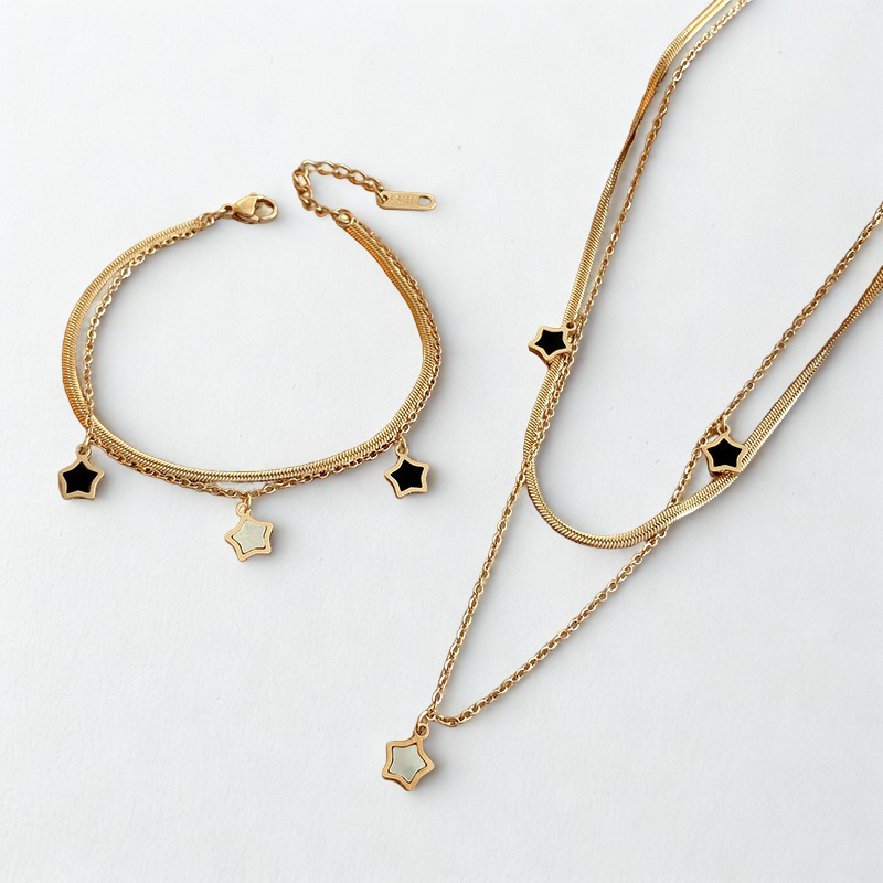 Starry Charm Necklace & Bracelet Set