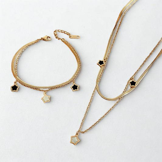 Starry Charm Necklace & Bracelet Set