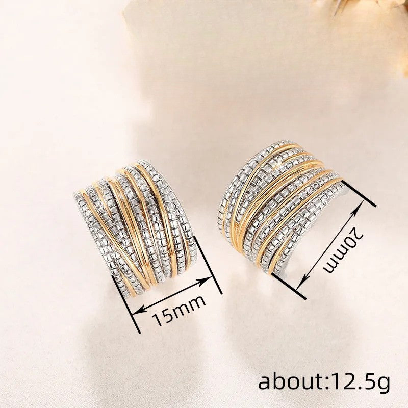 Criss Cross Hoop Earrings in Dual Tone