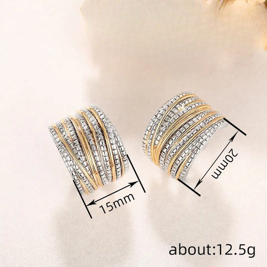 Criss Cross Hoop Earrings in Dual Tone